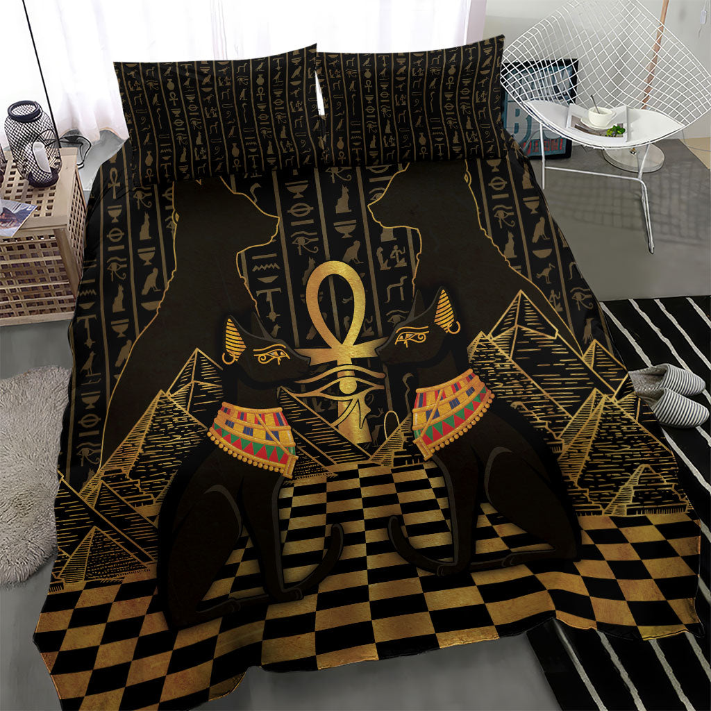 Egyptian Goddess Bastet Bedding Set Ancient Mythology Sacred Black Cat