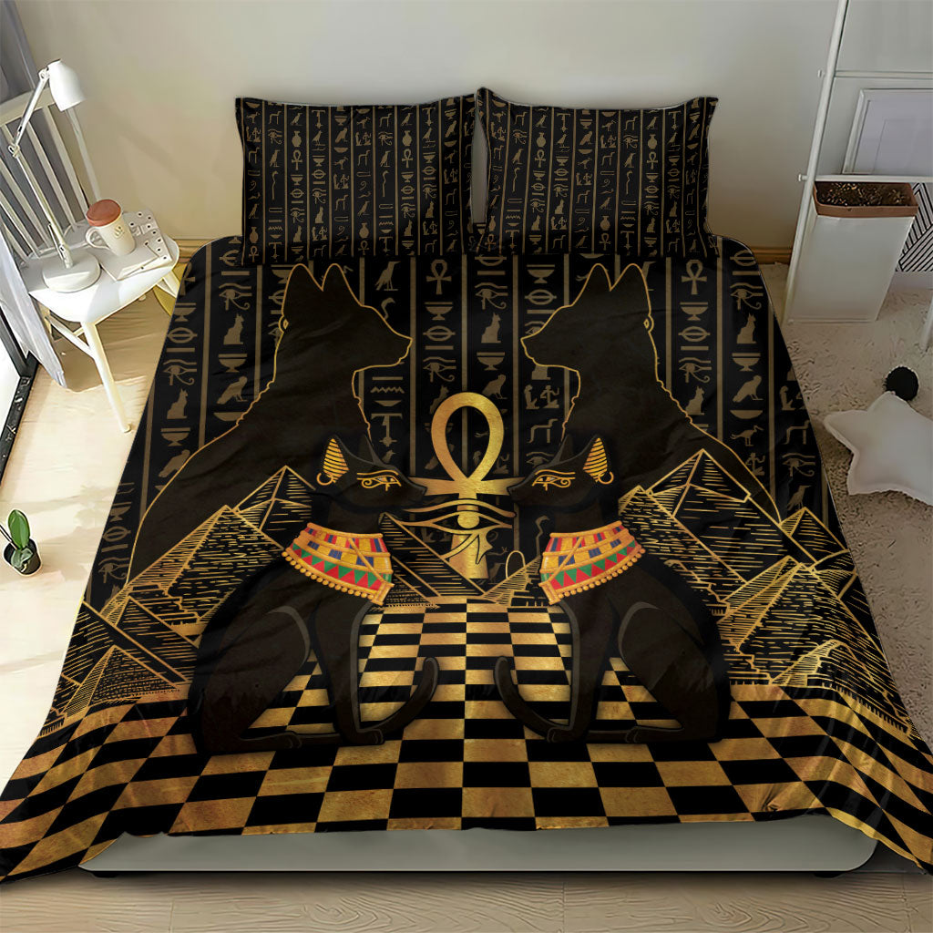 Egyptian Goddess Bastet Bedding Set Ancient Mythology Sacred Black Cat
