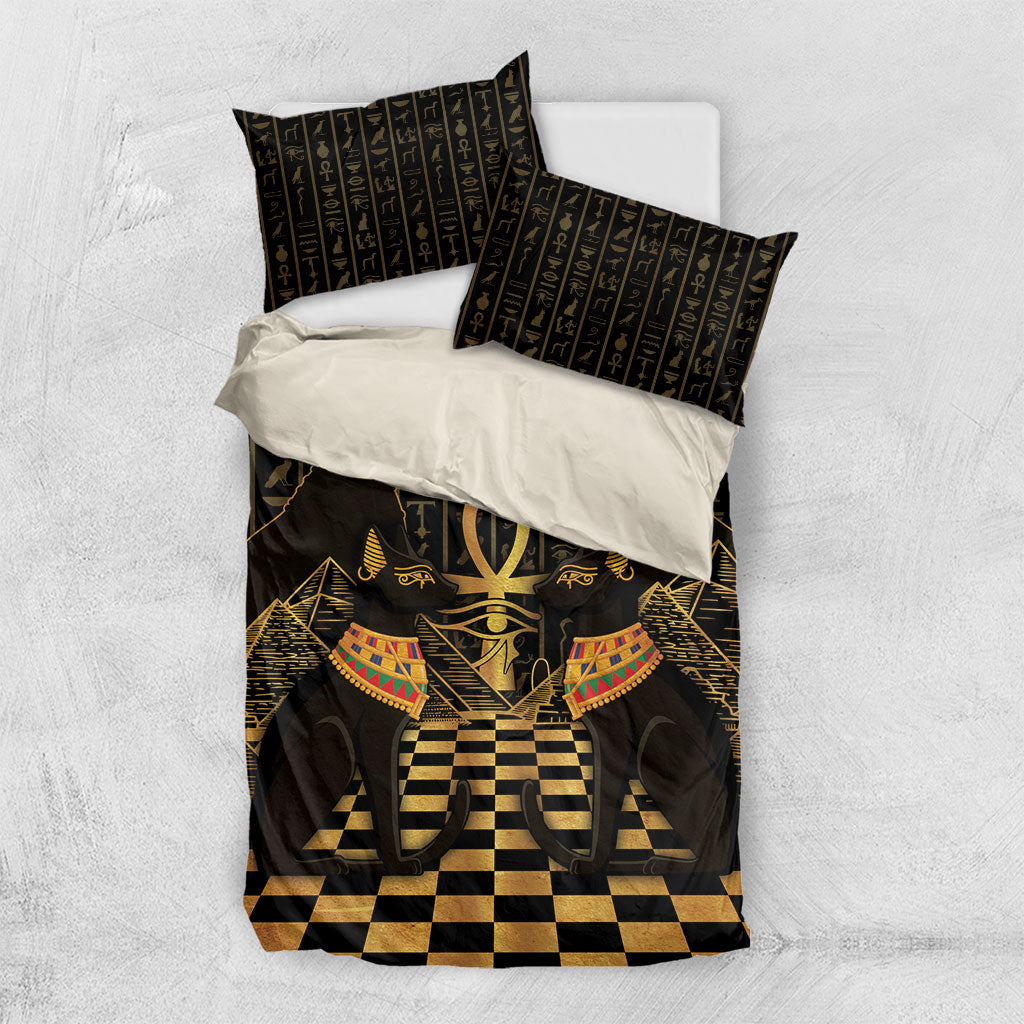 Egyptian Goddess Bastet Bedding Set Ancient Mythology Sacred Black Cat