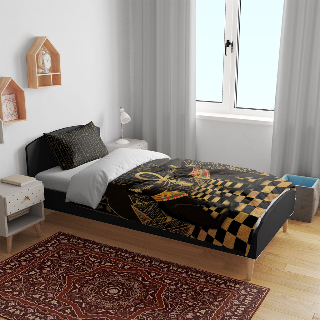 Egyptian Goddess Bastet Bedding Set Ancient Mythology Sacred Black Cat