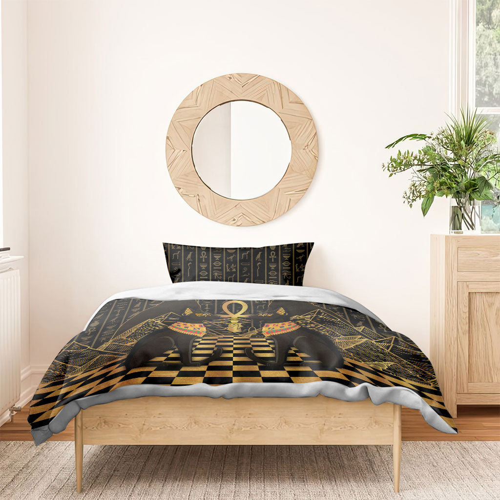 Egyptian Goddess Bastet Bedding Set Ancient Mythology Sacred Black Cat