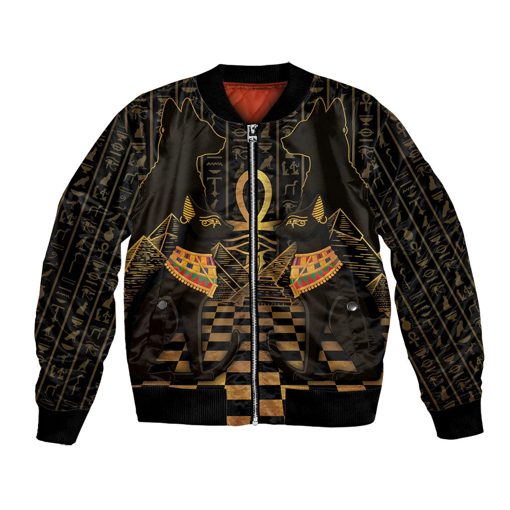 Egyptian Goddess Bastet Bomber Jacket Ancient Mythology Sacred Black Cat