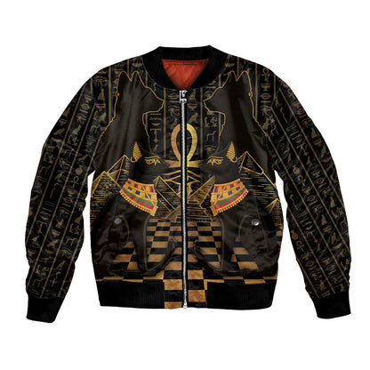 Egyptian Goddess Bastet Bomber Jacket Ancient Mythology Sacred Black Cat