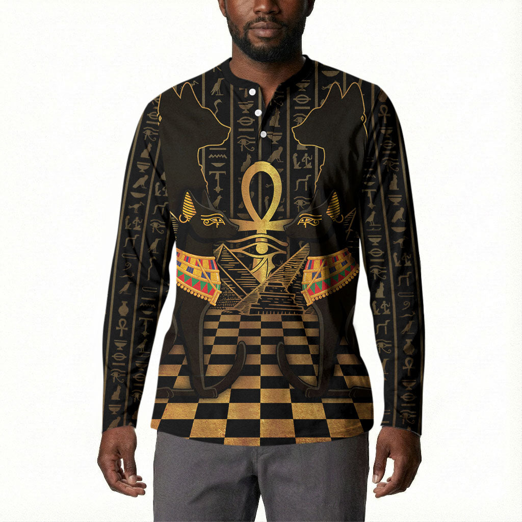 Egyptian Goddess Bastet Button Sweatshirt Ancient Mythology Sacred Black Cat