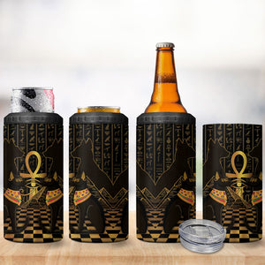 Egyptian Goddess Bastet 4 in 1 Can Cooler Tumbler Ancient Mythology Sacred Black Cat