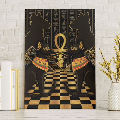 Egyptian Goddess Bastet Canvas Wall Art Ancient Mythology Sacred Black Cat
