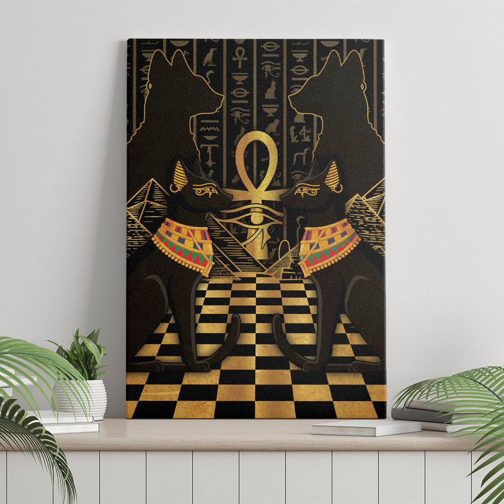 Egyptian Goddess Bastet Canvas Wall Art Ancient Mythology Sacred Black Cat