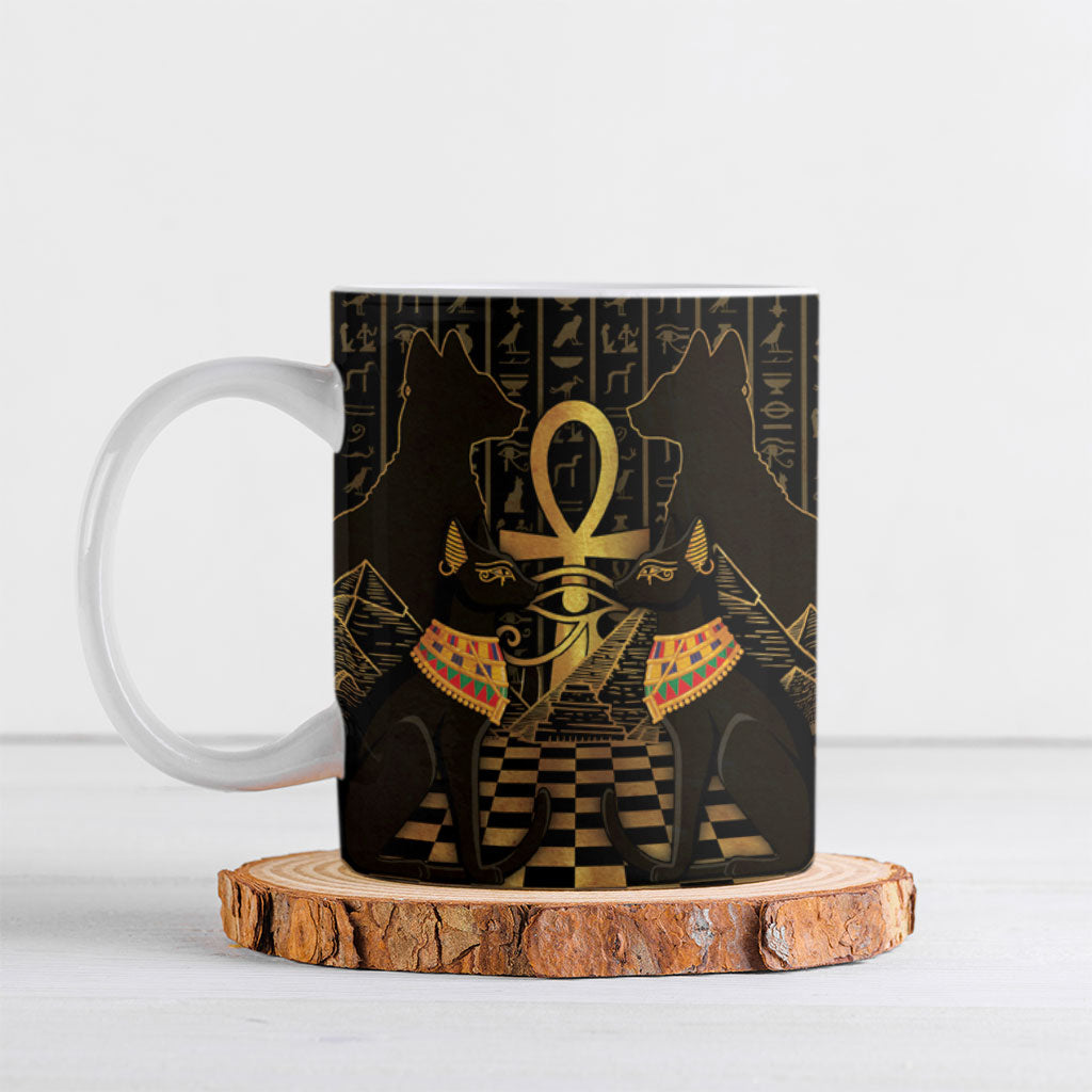 Egyptian Goddess Bastet Ceramic Mug Ancient Mythology Sacred Black Cat