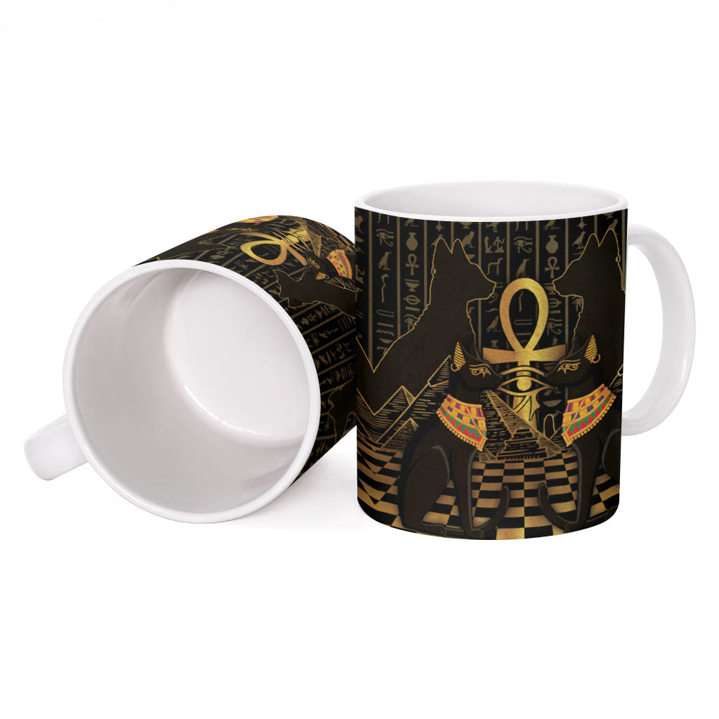 Egyptian Goddess Bastet Ceramic Mug Ancient Mythology Sacred Black Cat