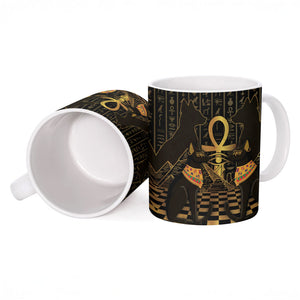 Egyptian Goddess Bastet Ceramic Mug Ancient Mythology Sacred Black Cat