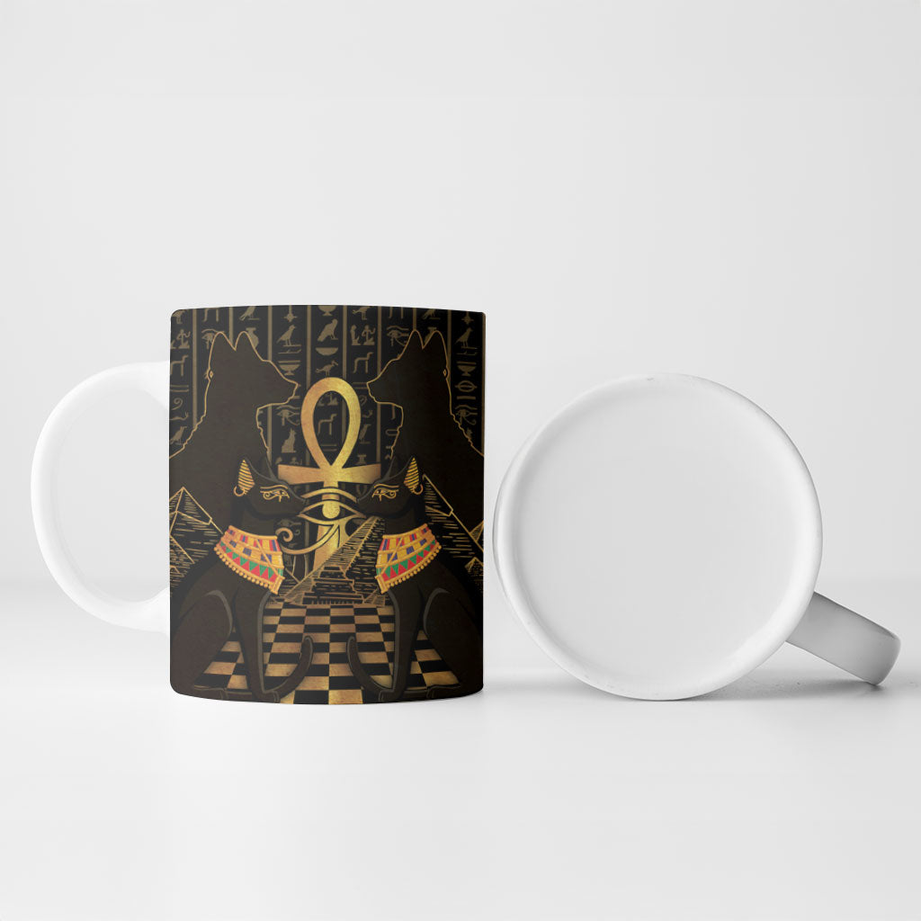 Egyptian Goddess Bastet Ceramic Mug Ancient Mythology Sacred Black Cat