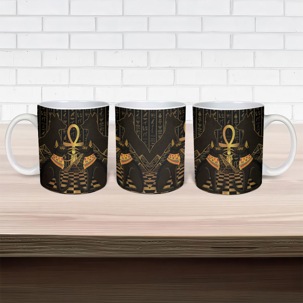 Egyptian Goddess Bastet Ceramic Mug Ancient Mythology Sacred Black Cat