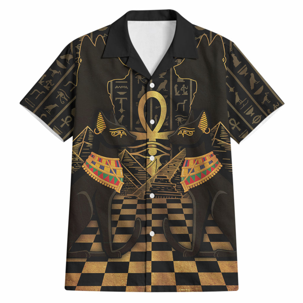 Egyptian Goddess Bastet Hawaiian Shirt Ancient Mythology Sacred Black Cat