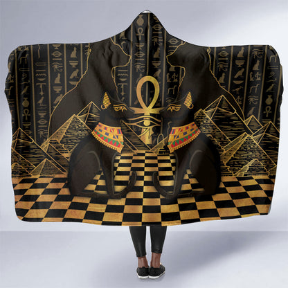 Egyptian Goddess Bastet Hooded Blanket Ancient Mythology Sacred Black Cat