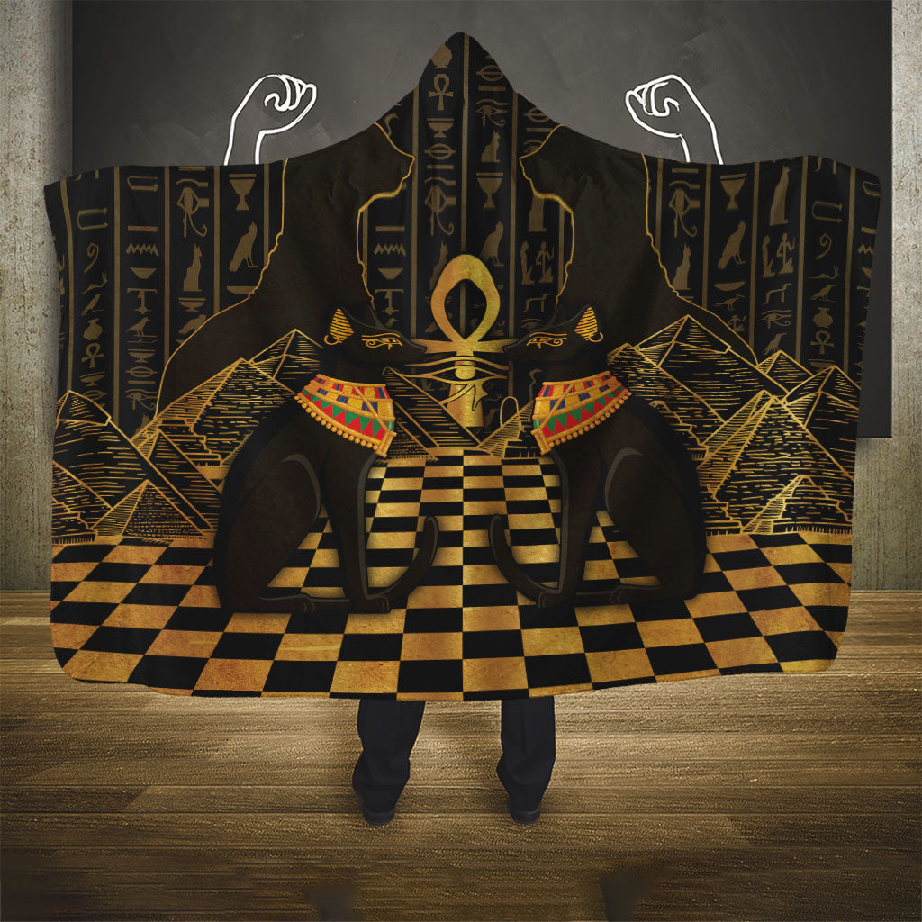 Egyptian Goddess Bastet Hooded Blanket Ancient Mythology Sacred Black Cat
