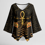 Egyptian Goddess Bastet Kimono Sleeve Blouse Ancient Mythology Sacred Black Cat