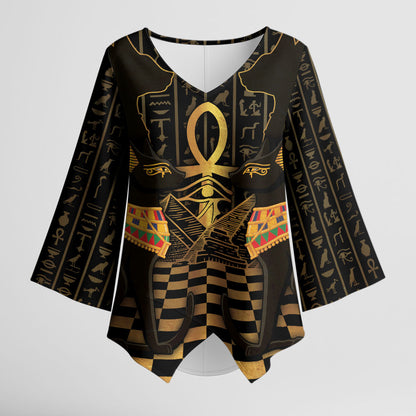 Egyptian Goddess Bastet Kimono Sleeve Blouse Ancient Mythology Sacred Black Cat