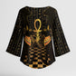 Egyptian Goddess Bastet Kimono Sleeve Blouse Ancient Mythology Sacred Black Cat