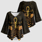 Egyptian Goddess Bastet Kimono Sleeve Blouse Ancient Mythology Sacred Black Cat