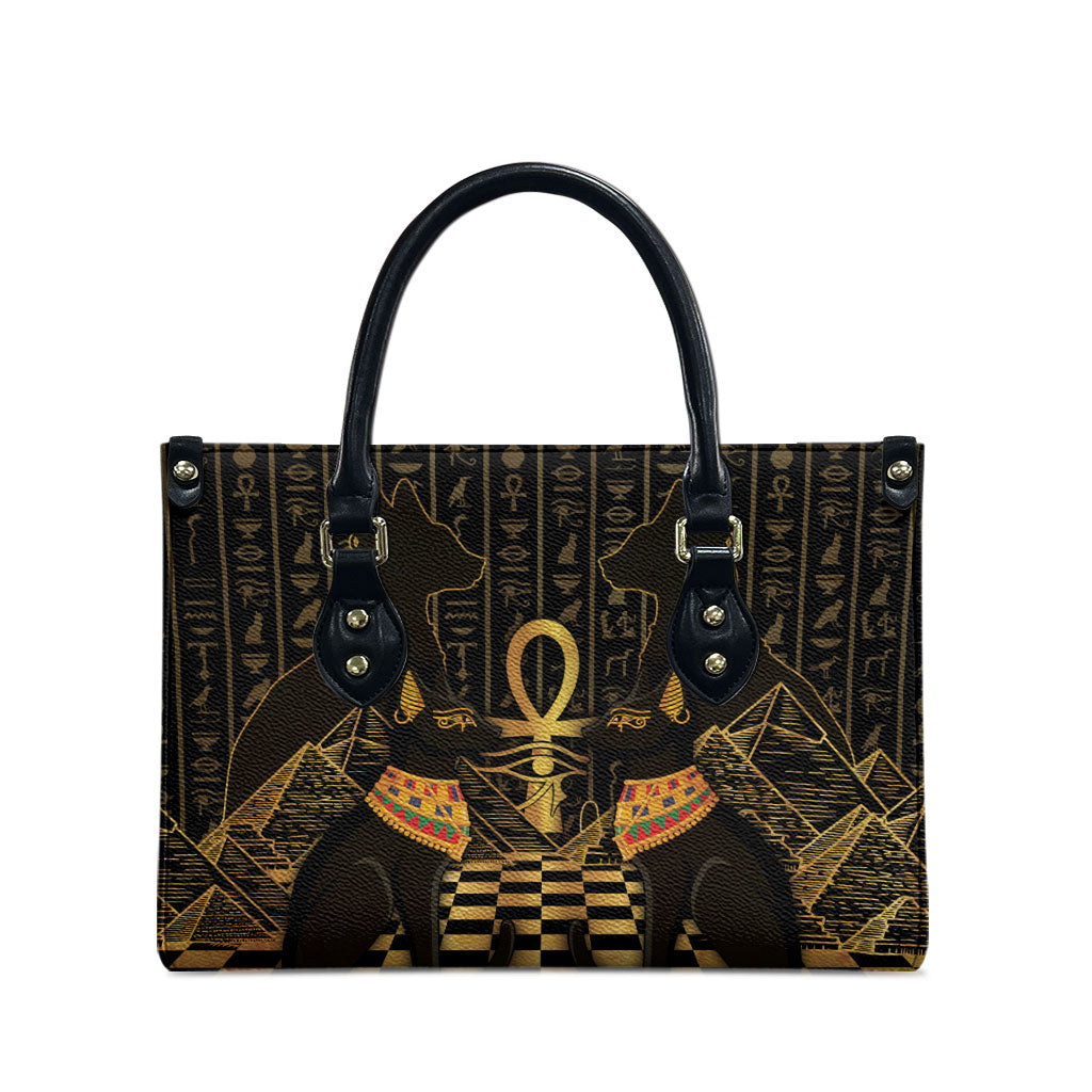 Egyptian Goddess Bastet Leather Bag Ancient Mythology Sacred Black Cat