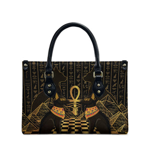Egyptian Goddess Bastet Leather Bag Ancient Mythology Sacred Black Cat