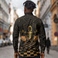 Egyptian Goddess Bastet Long Sleeve Button Shirt Ancient Mythology Sacred Black Cat
