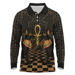 Egyptian Goddess Bastet Long Sleeve Polo Shirt Ancient Mythology Sacred Black Cat