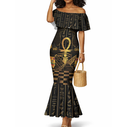 Egyptian Goddess Bastet Mermaid Dress Ancient Mythology Sacred Black Cat