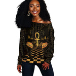 Egyptian Goddess Bastet Off Shoulder Sweater Ancient Mythology Sacred Black Cat