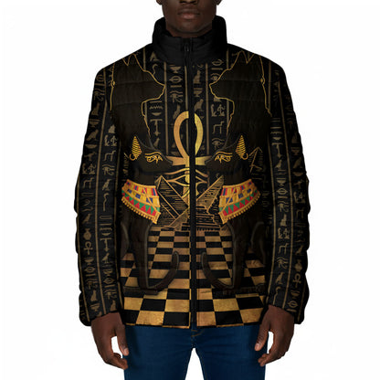 Egyptian Goddess Bastet Padded Jacket Ancient Mythology Sacred Black Cat
