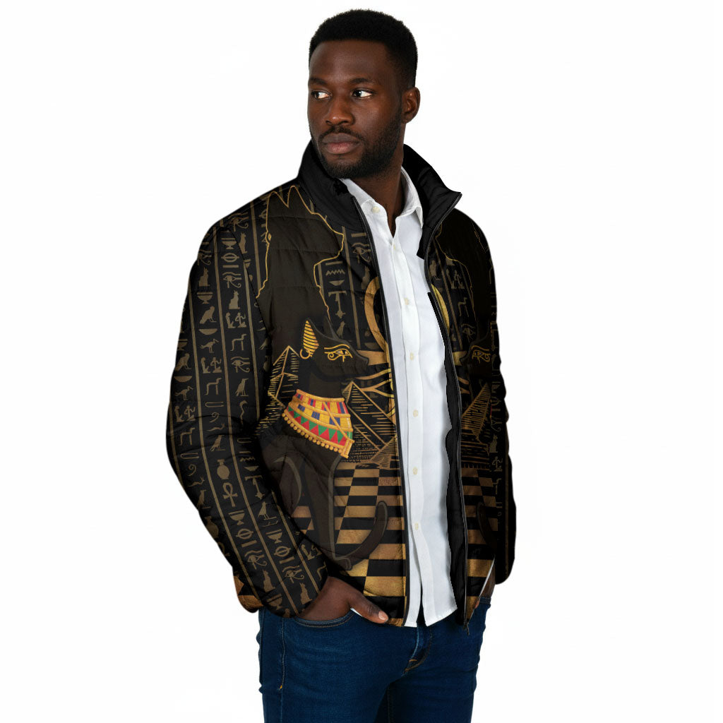 Egyptian Goddess Bastet Padded Jacket Ancient Mythology Sacred Black Cat
