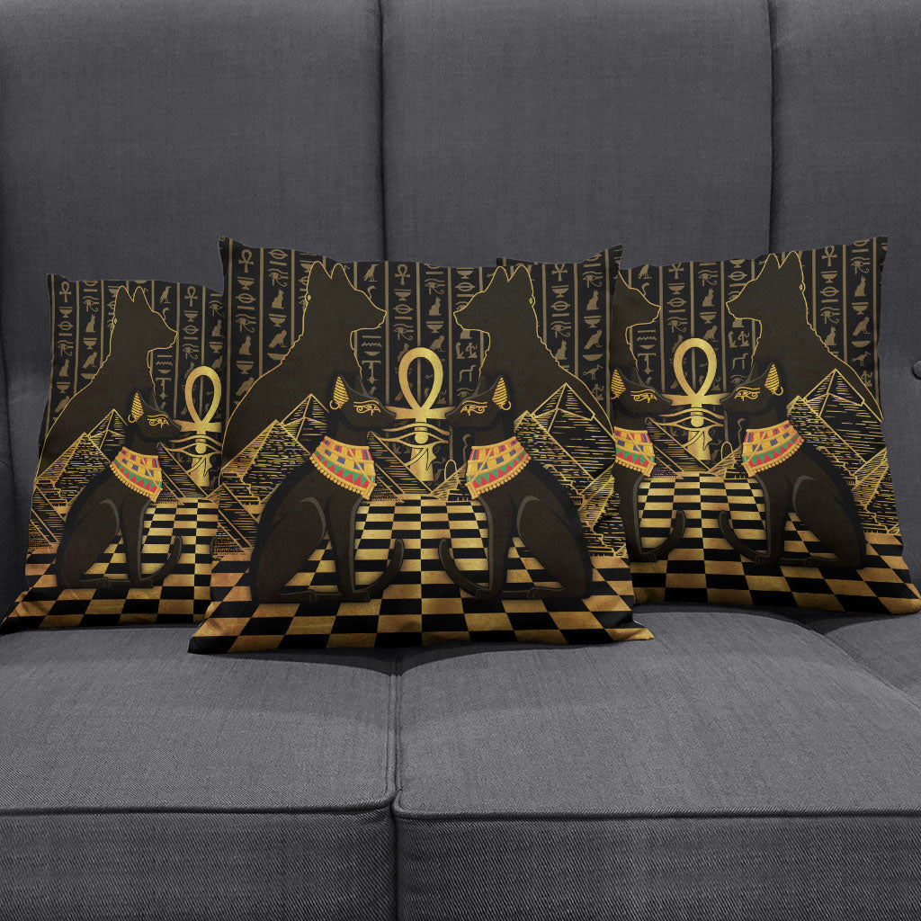Egyptian Goddess Bastet Pillow Cover Ancient Mythology Sacred Black Cat