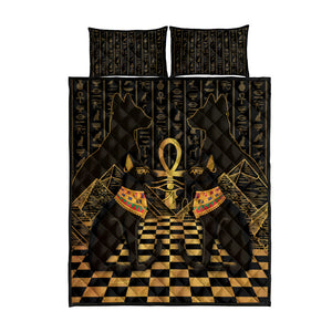 Egyptian Goddess Bastet Quilt Bed Set Ancient Mythology Sacred Black Cat