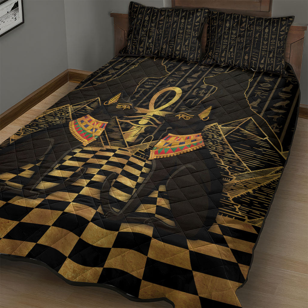 Egyptian Goddess Bastet Quilt Bed Set Ancient Mythology Sacred Black Cat
