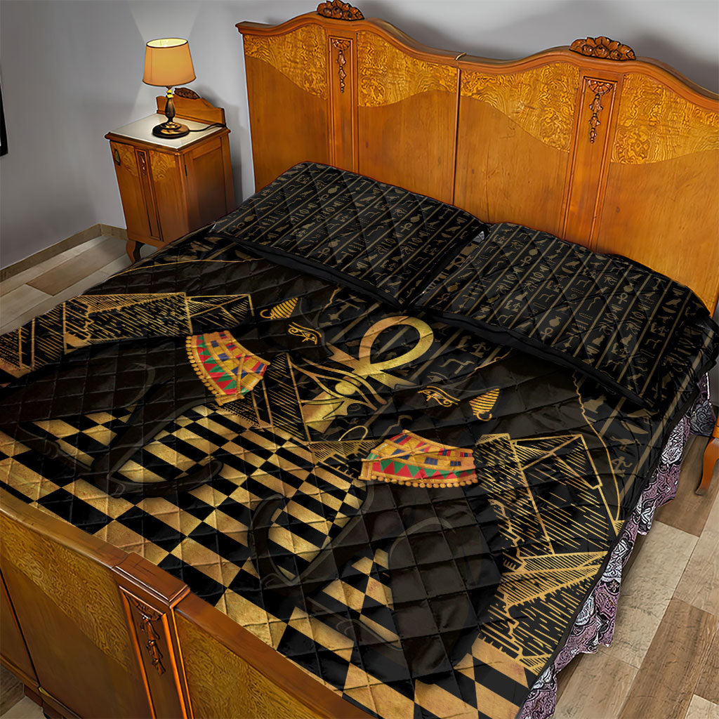 Egyptian Goddess Bastet Quilt Bed Set Ancient Mythology Sacred Black Cat