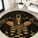 Egyptian Goddess Bastet Round Carpet Ancient Mythology Sacred Black Cat
