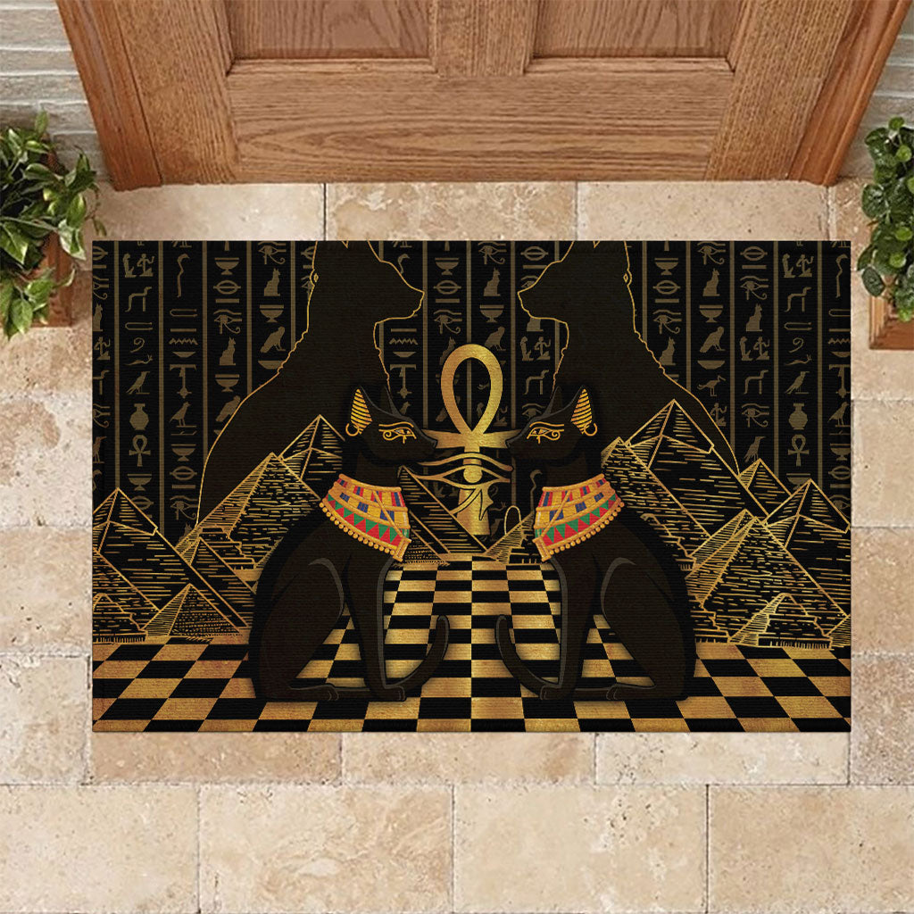 Egyptian Goddess Bastet Rubber Doormat Ancient Mythology Sacred Black Cat