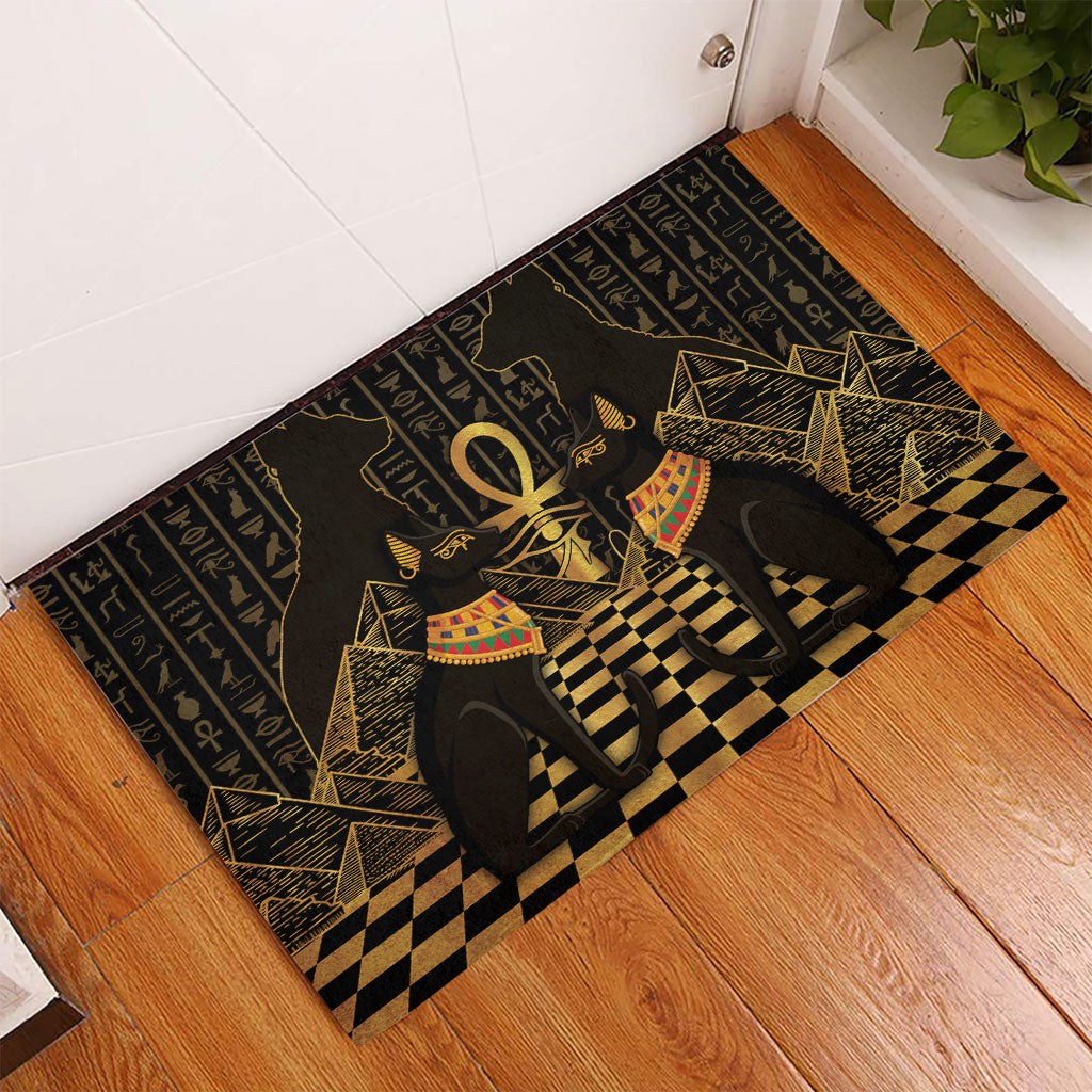 Egyptian Goddess Bastet Rubber Doormat Ancient Mythology Sacred Black Cat