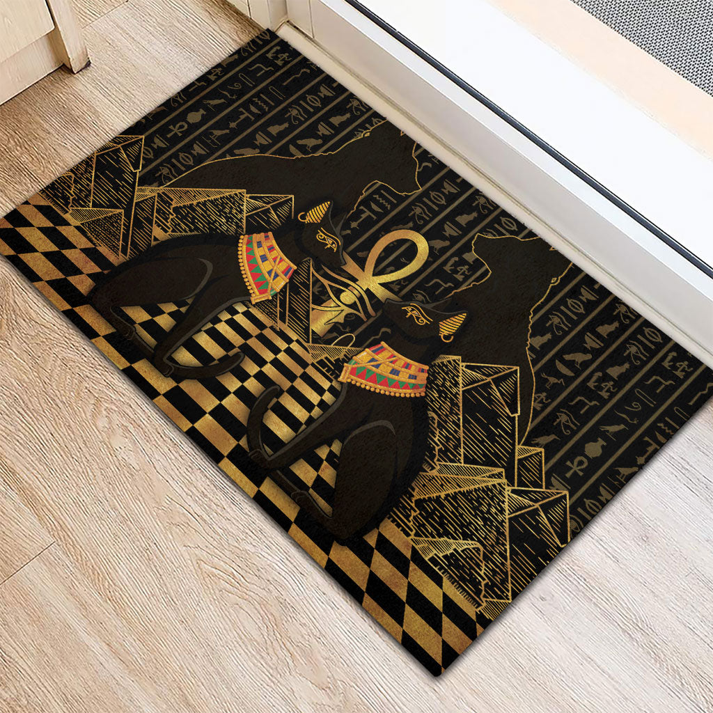 Egyptian Goddess Bastet Rubber Doormat Ancient Mythology Sacred Black Cat