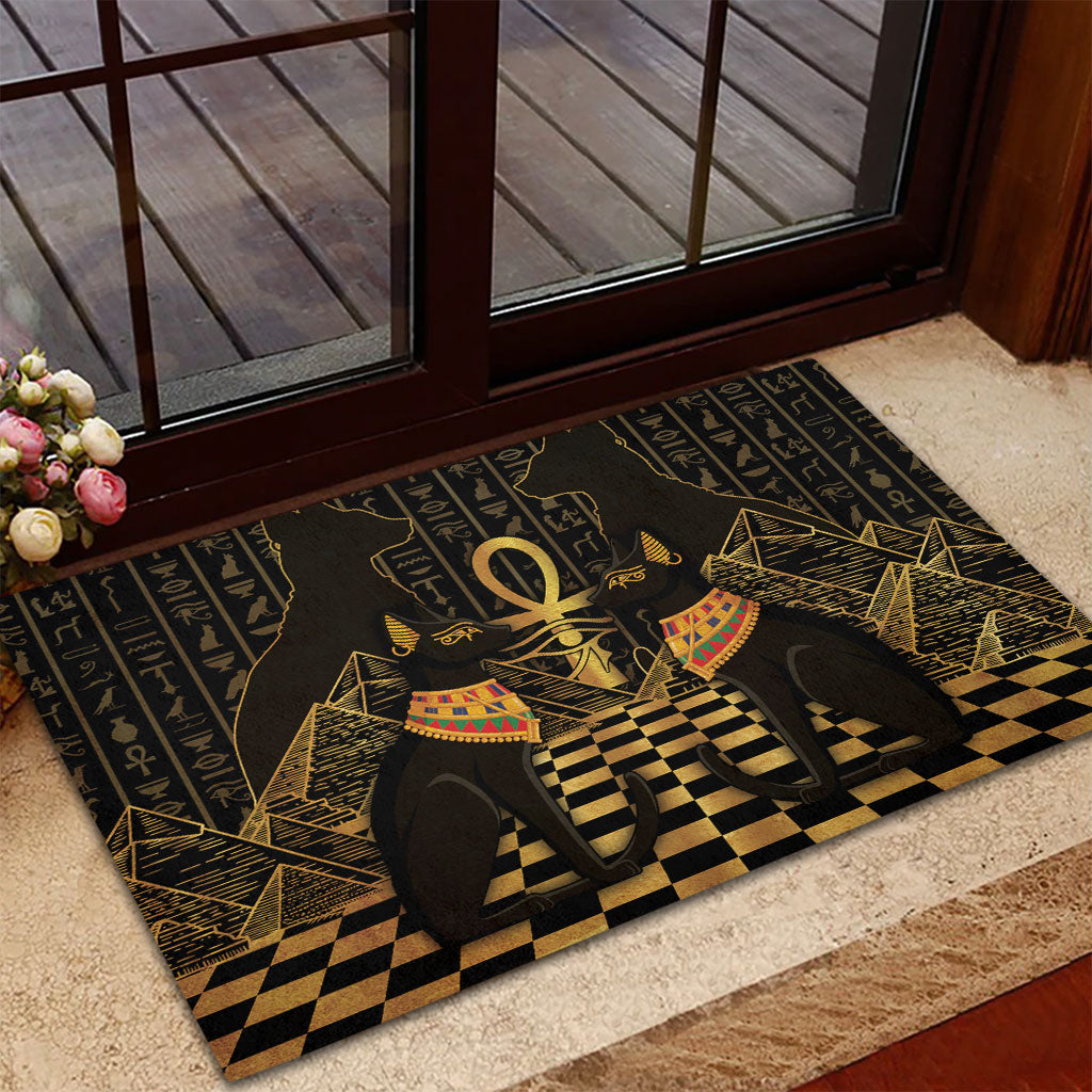 Egyptian Goddess Bastet Rubber Doormat Ancient Mythology Sacred Black Cat