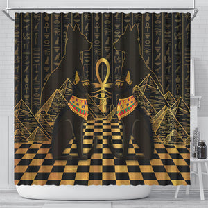 Egyptian Goddess Bastet Shower Curtain Ancient Mythology Sacred Black Cat