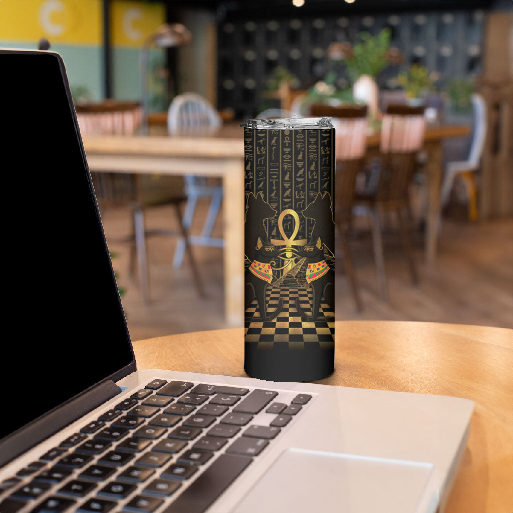 Egyptian Goddess Bastet Skinny Tumbler Ancient Mythology Sacred Black Cat