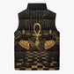Egyptian Goddess Bastet Sleeveless Puffer Jacket Ancient Mythology Sacred Black Cat