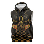 Egyptian Goddess Bastet Sleeveless Zip Hoodie Ancient Mythology Sacred Black Cat