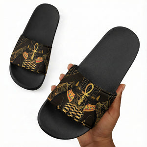 Egyptian Goddess Bastet Slide Sandals Ancient Mythology Sacred Black Cat
