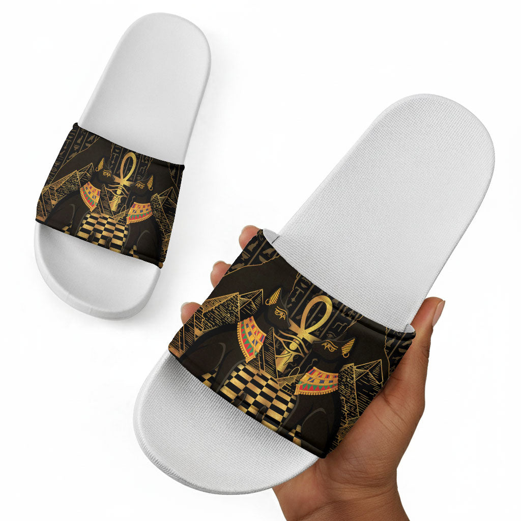 Egyptian Goddess Bastet Slide Sandals Ancient Mythology Sacred Black Cat