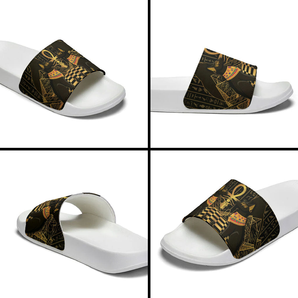 Egyptian Goddess Bastet Slide Sandals Ancient Mythology Sacred Black Cat
