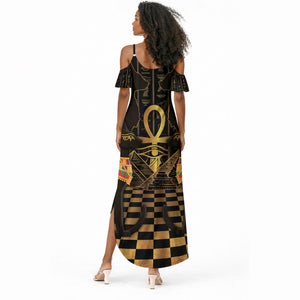 Egyptian Goddess Bastet Summer Maxi Dress Ancient Mythology Sacred Black Cat