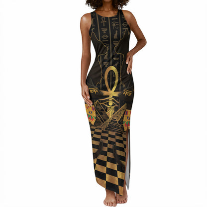 Egyptian Goddess Bastet Tank Maxi Dress Ancient Mythology Sacred Black Cat