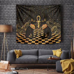 Egyptian Goddess Bastet Tapestry Ancient Mythology Sacred Black Cat